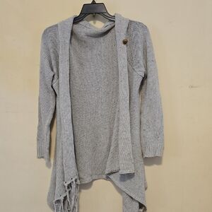 Light Gray Open-Front Hooded Women's Sweater